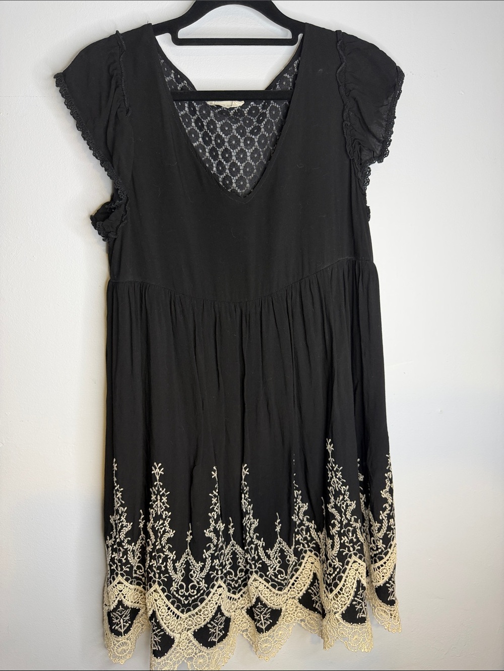 Black Embroidered Scallop Hem Dress - Altar’d State Size Small